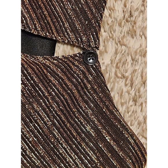 Wonder Nation Short Sleeve Girls Dress Size 6/6X Gold Black Striped A-Line Midi - Picture 5 of 5